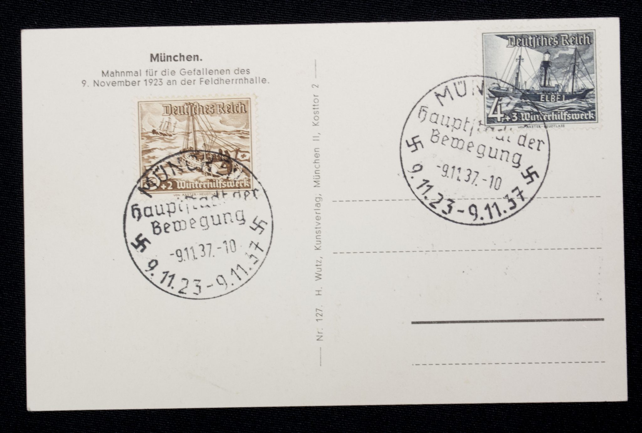 (Postcard) München, Mahnmal für die Gefallenen des 9. November 1923 an der Feldherrnhalle