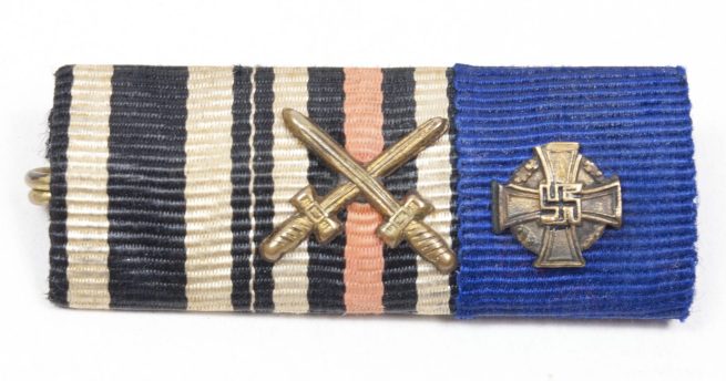 Ribbon with WWI EK2, FEK, WWII Treue Dienst cross 25 years