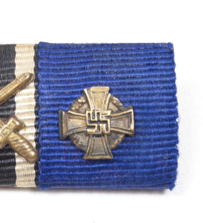 Ribbon with WWI EK2, FEK, WWII Treue Dienst cross 25 years