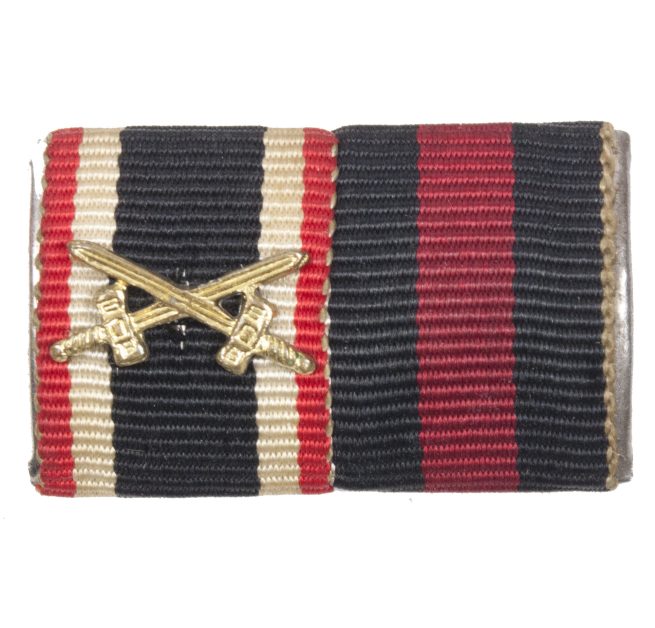 WWII German double ribbon with War Merit Cross (KVK2) + Sudetenmedaille