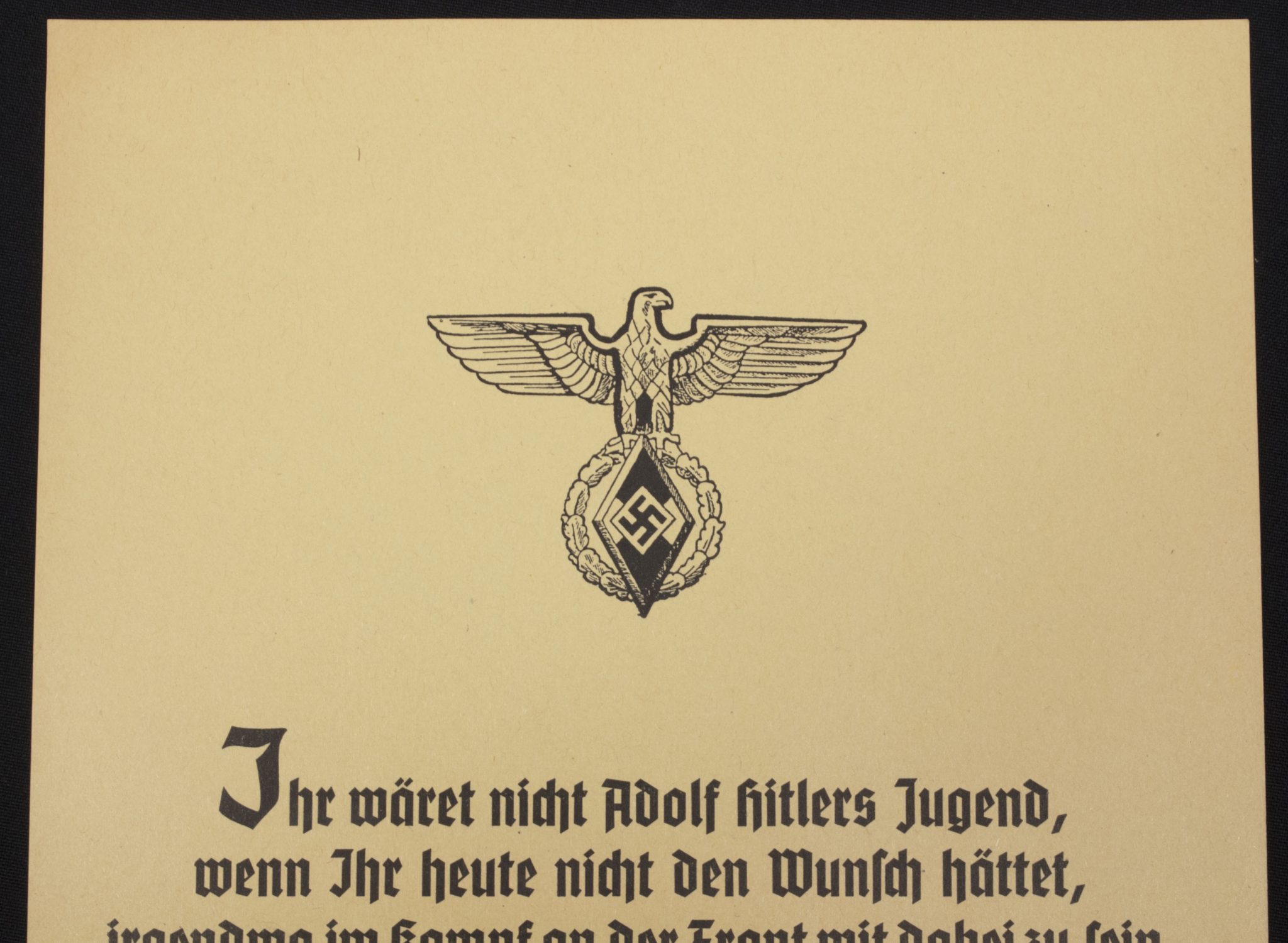 Wochenparole der Hitlerjugend (HJ) with a saying of Rudolf Hess (1940) - rare