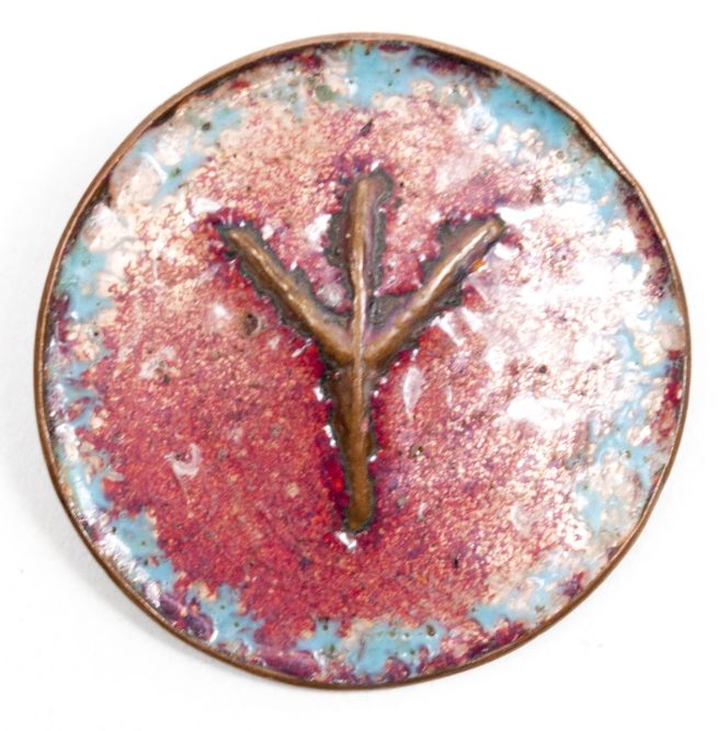 (Brooch) Sig-rune design with red enameld centre