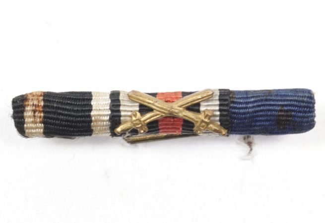 German WW1 thin ribbon with EK2 + frontkämpfer Ehrenkreuz + Dienstauszeichnung