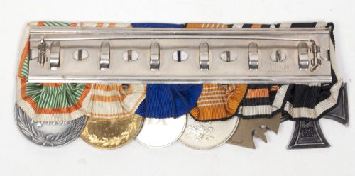 German WWII Medalbar with EK2, FEK, Olympia medal, Treue dienst, austrian and Bulgarian WWI commemorative medals