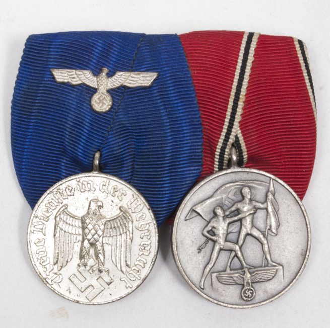 German WWII Medalbar with Wehrmacht Dienstauszeichnung 4 Jahre + Anschlussmedaille 1938