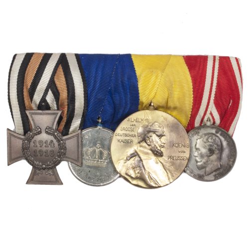 German medalbar with FEK, Treue Dienst medal, Zentenarenmedaille 1897, Imperial Russian Silver Medal For Zeal (Tsar Nicholas II)