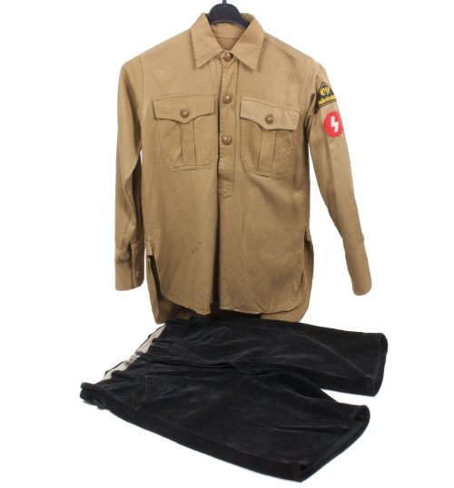 Hitlerjugend (HJ) Deutsche Jugend (DJ) Braunhemd Brown shirt Ost Sudetenland + HJ shorts
