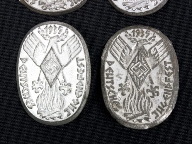 This is a small lot of 4 Hitlerjugend (HJ) Deutsches Jugendfest 1935 abzeichen. The price is for all 4 together! In good condition.