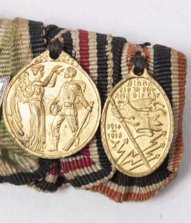 Miniature German medalbar with Deutsches Bekenntnis Kreuz, Deutsche Ehrendenkmünze des Weltkrieges, Kyffhäuser medaille - extremely rare