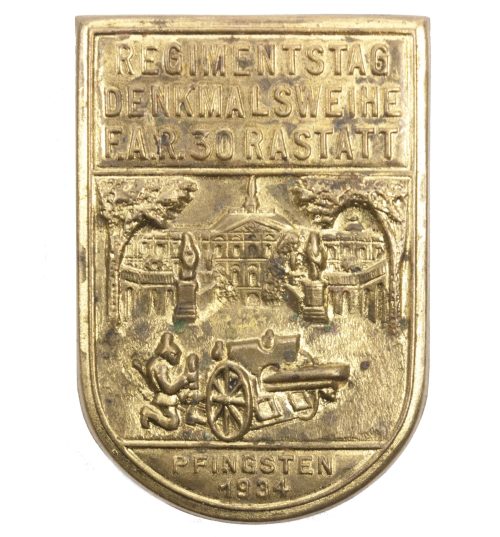 Regimentstag Denkmalsweihe F.A.R. 30 Rastatt Pfingsten 1934 abzeichen