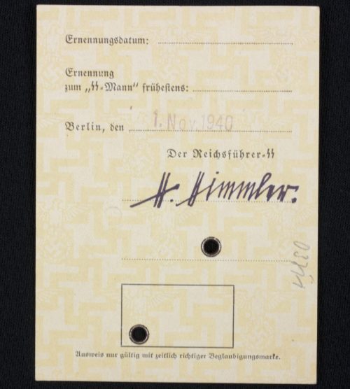 Schutzstafel der N.S.D.A.P. - SS-Ausweis #380907 SS-Art.-Ers.-Abt. VT