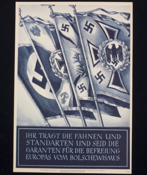 WWII German NSDAP Wochenspruch (propaganda miniposter) – Fahnen und Standarten