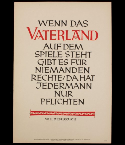 WWII German NSDAP Wochenspruch (propaganda miniposter) – Wildenbruch