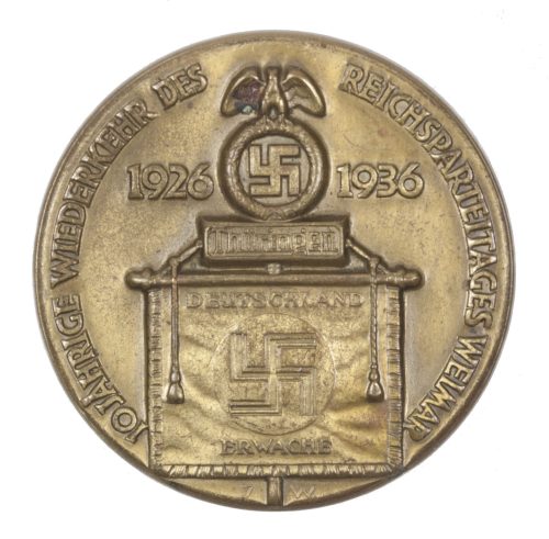 10 Jährige Wiederkehr des Reichsparteitages Weimar abzeichen (Maker Wernstein)