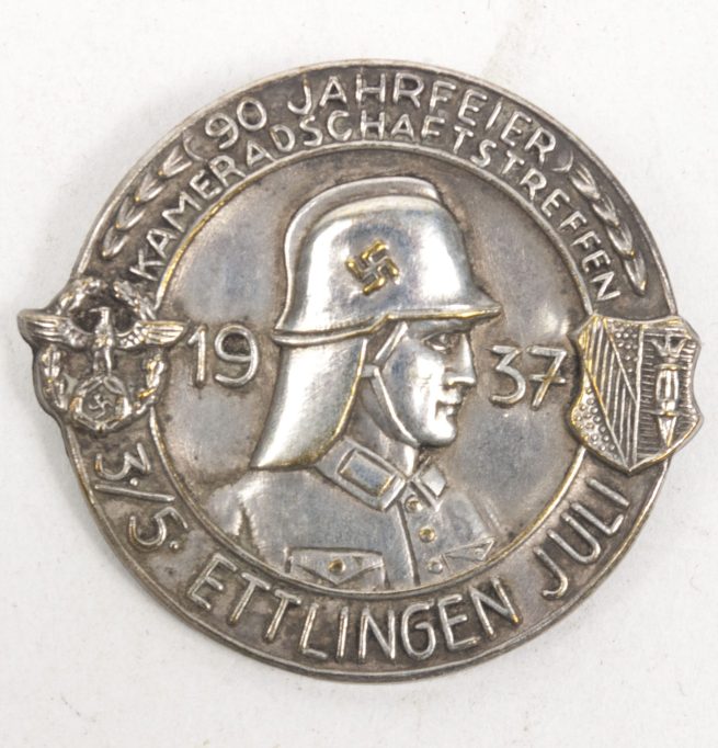 90 Jahrfeier Kameradschaftstreffen 3.5. juli 1937 Ettlingen abzeichen - very rare