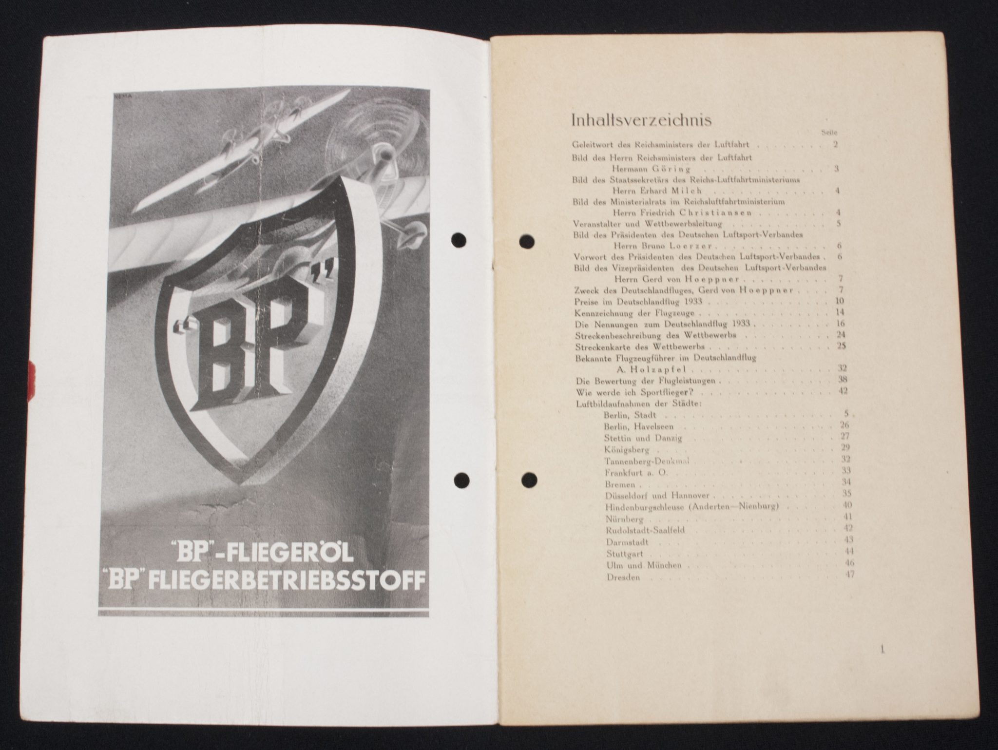 (Brochure) Deutscher Luftsport-Verband (DLV) Deutschlandflug 1933 - Offizieles Programm