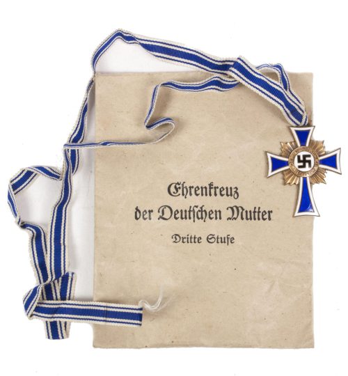 Ehrenkreuz der Deutsche Mutter Mutterkreuz in bronze + enbeloppe (Maker Jacob Bengel Idar-Oberstein)