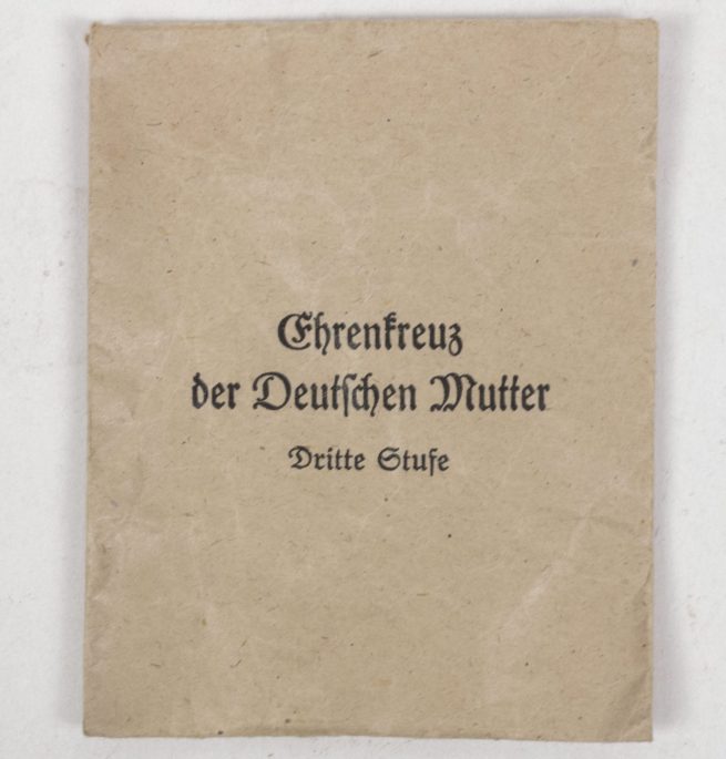 Ehrenkreuz der Deutsche Mutter Mutterkreuz in bronze + enbeloppe (Maker Jacob Bengel Idar-Oberstein)