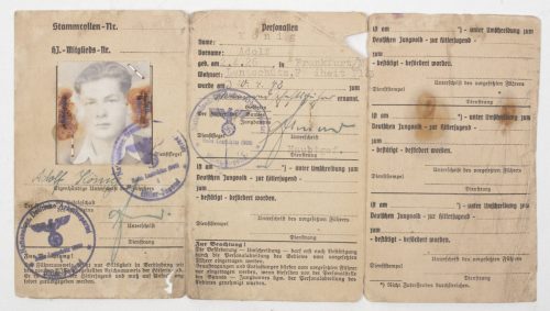 Hitlerjugend (HJ) Führerausweis der Hitler-Jugend - NSDAP Hitler-Jugend Bann 908