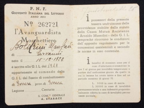 (Italy) PNF Gioventu Italiana Dl Littorio