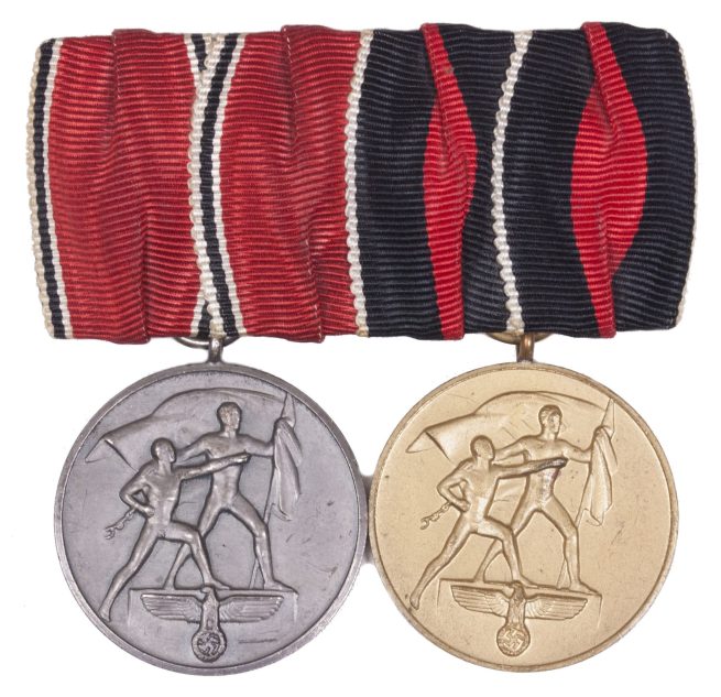 German double medalbar with Anschlussmedaille + Sudetenlandmedaille (1938)