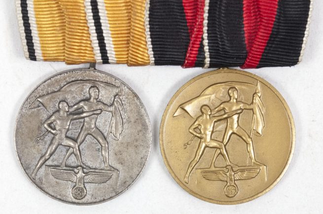 German double medalbar with Anschlussmedaille + Sudetenlandmedaille (1938)