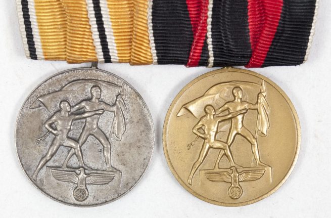 German double medalbar with Anschlussmedaille + Sudetenlandmedaille (1938)