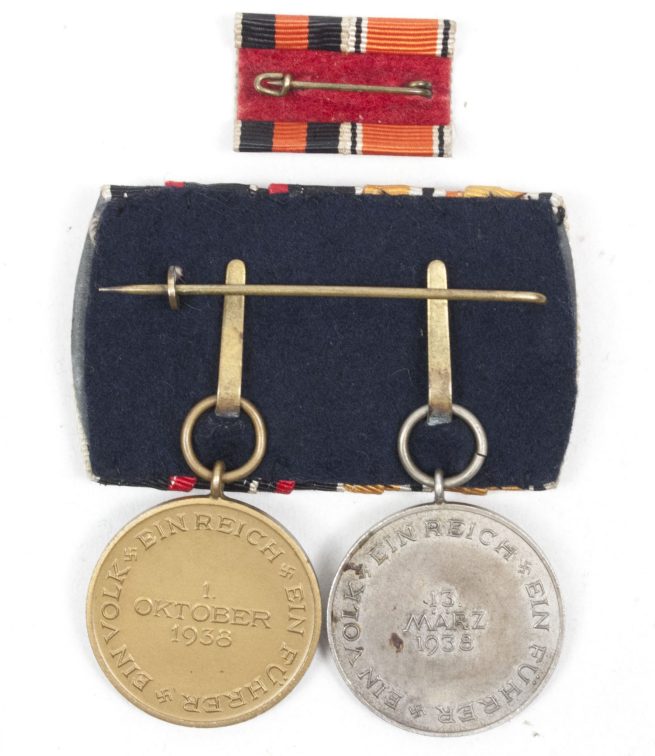 German double medalbar with Anschlussmedaille + Sudetenlandmedaille (1938)