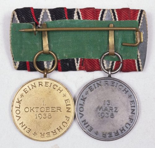 German double medalbar with Anschlussmedaille + Sudetenlandmedaille (1938)