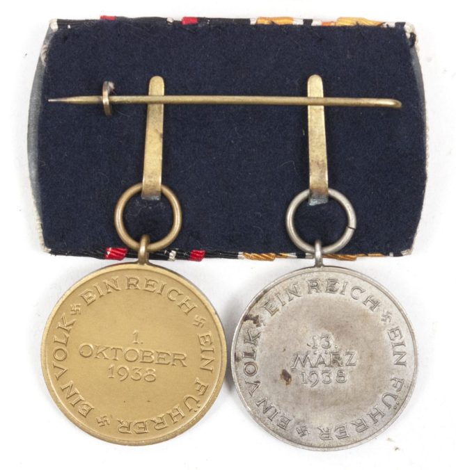 German double medalbar with Anschlussmedaille + Sudetenlandmedaille (1938)