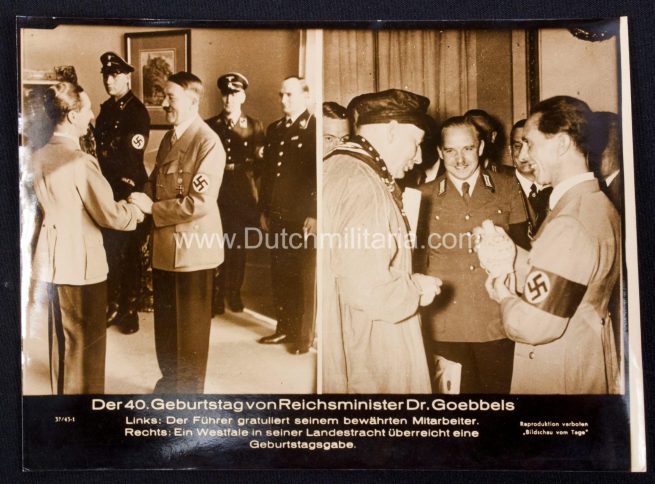 (Pressphoto) Der 40. Geburtstag von Reichsminister Dr. Goebbels (24x18cm)