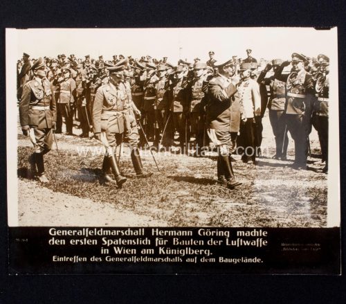 (Pressphoto) Generalfeldmarschall Hermann Göring machte den ersten Spatenstich für Bauten der Luftwaffe in Wien am Küniglberg (24x18cm)