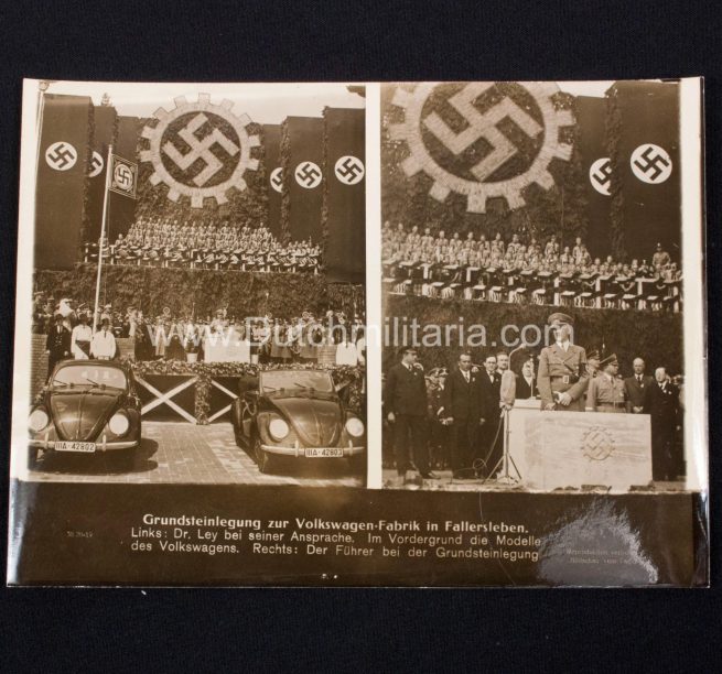 (Pressphoto) Hiter - Grundsteinlegung zur Volkswagen-Fabrik in Fallersleben (24x18cm)