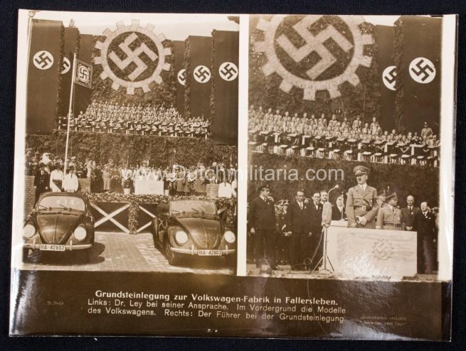 (Pressphoto) Hiter - Grundsteinlegung zur Volkswagen-Fabrik in Fallersleben (24x18cm)