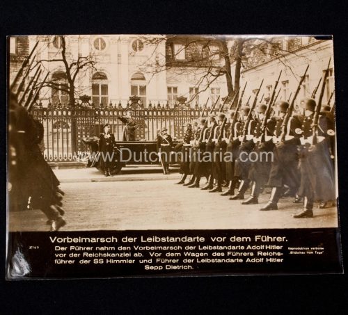 (Pressphoto) SS - Vorbeimarsch der Leibstandarte vor dem Führer, Himmler, Sepp Dietrich (24x18cm)