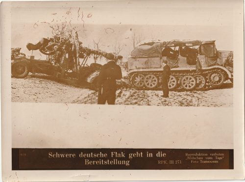 (Pressphoto) Schwere deutsche Flak geht in die Bereitstellung (24x18cm)