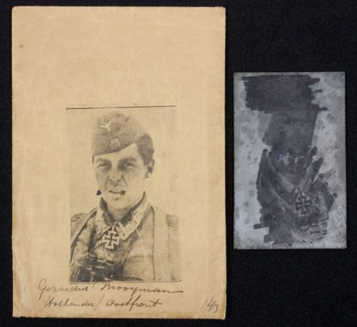 Ritterkreuzträger SS-Rottenführer Gerardus Mooyman 14.SS-Freiwilligen-Legion “Nederland” printing plate with original envelope - RARE
