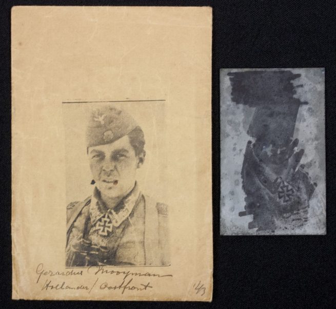 Ritterkreuzträger SS-Rottenführer Gerardus Mooyman 14.SS-Freiwilligen-Legion “Nederland” printing plate with original envelope - RARE