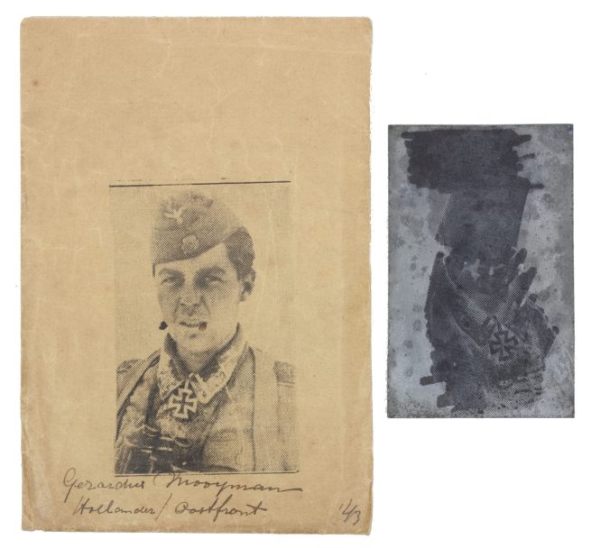 Ritterkreuzträger SS-Rottenführer Gerardus Mooyman 14.SS-Freiwilligen-Legion “Nederland” printing plate with original envelope - RARE