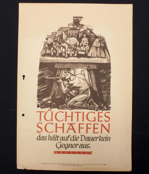 WWII German Wochenspruch (propaganda miniposter) Tüchtiges Schaffen (1942)
