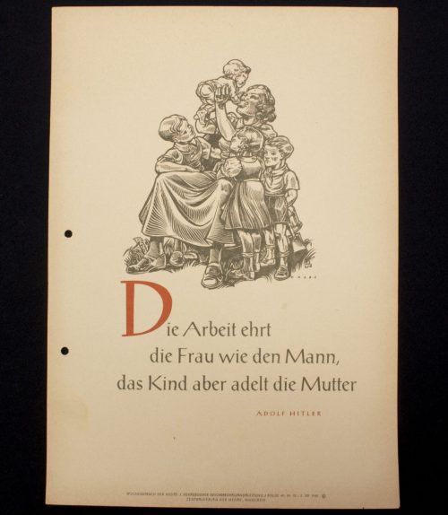 WWII German Wochenspruch (propaganda miniposter) with a saying of Adolf Hitler