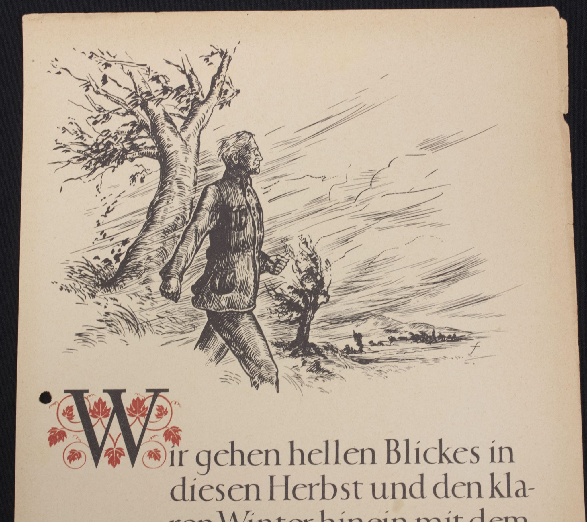 WWII German Wochenspruch (propaganda miniposter) with a saying of Gorch Fock (1942)