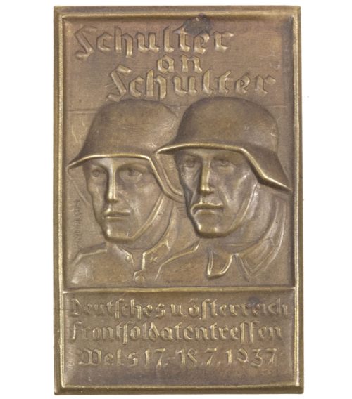 Deutsches u. österreich Frontsoldatentreffen Wels 17.-18.7.1937 Schulter am Schulter abzeichen