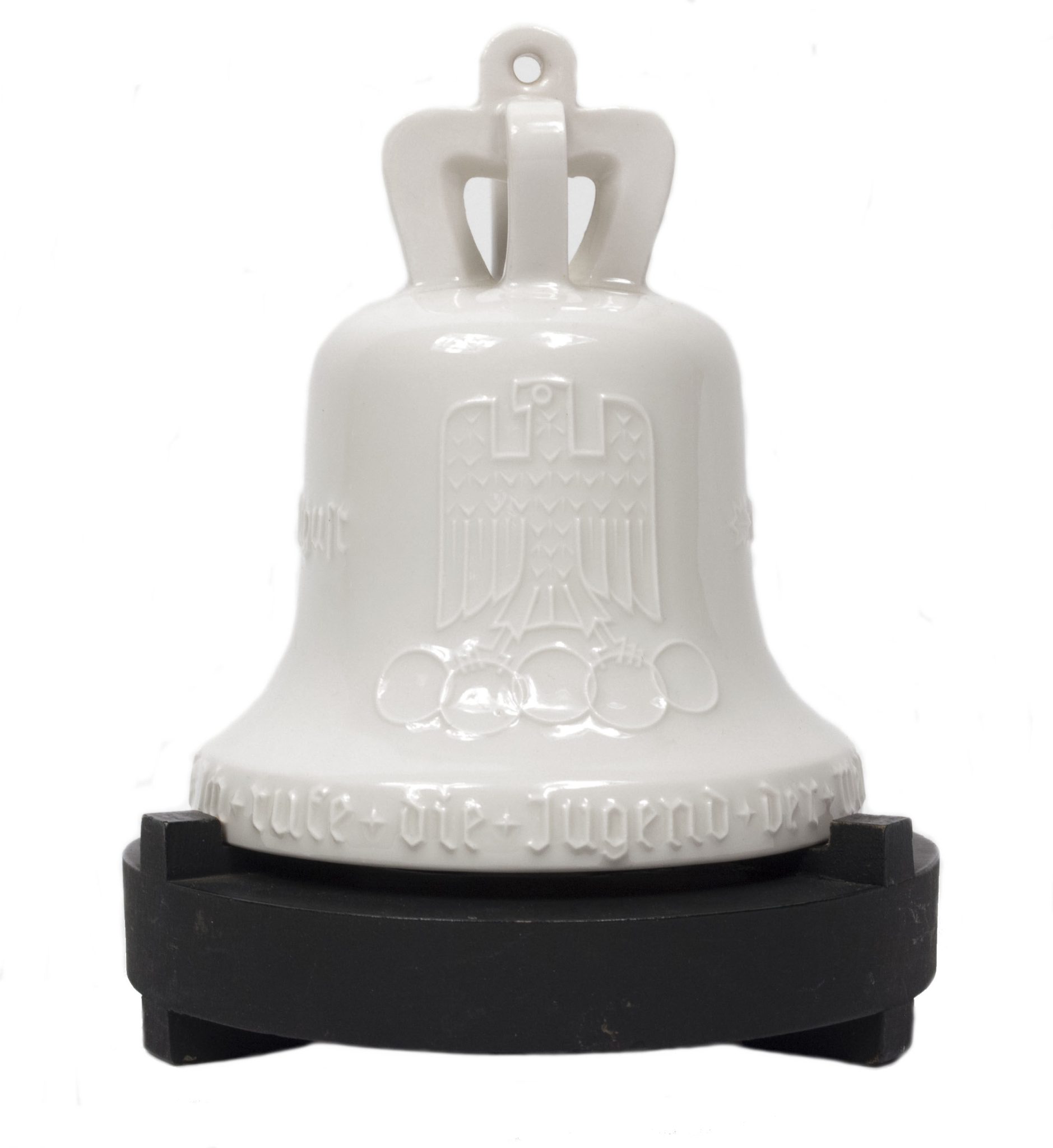 KPM Berlin Porcelain Olympic Games 1936 bell + wooden base