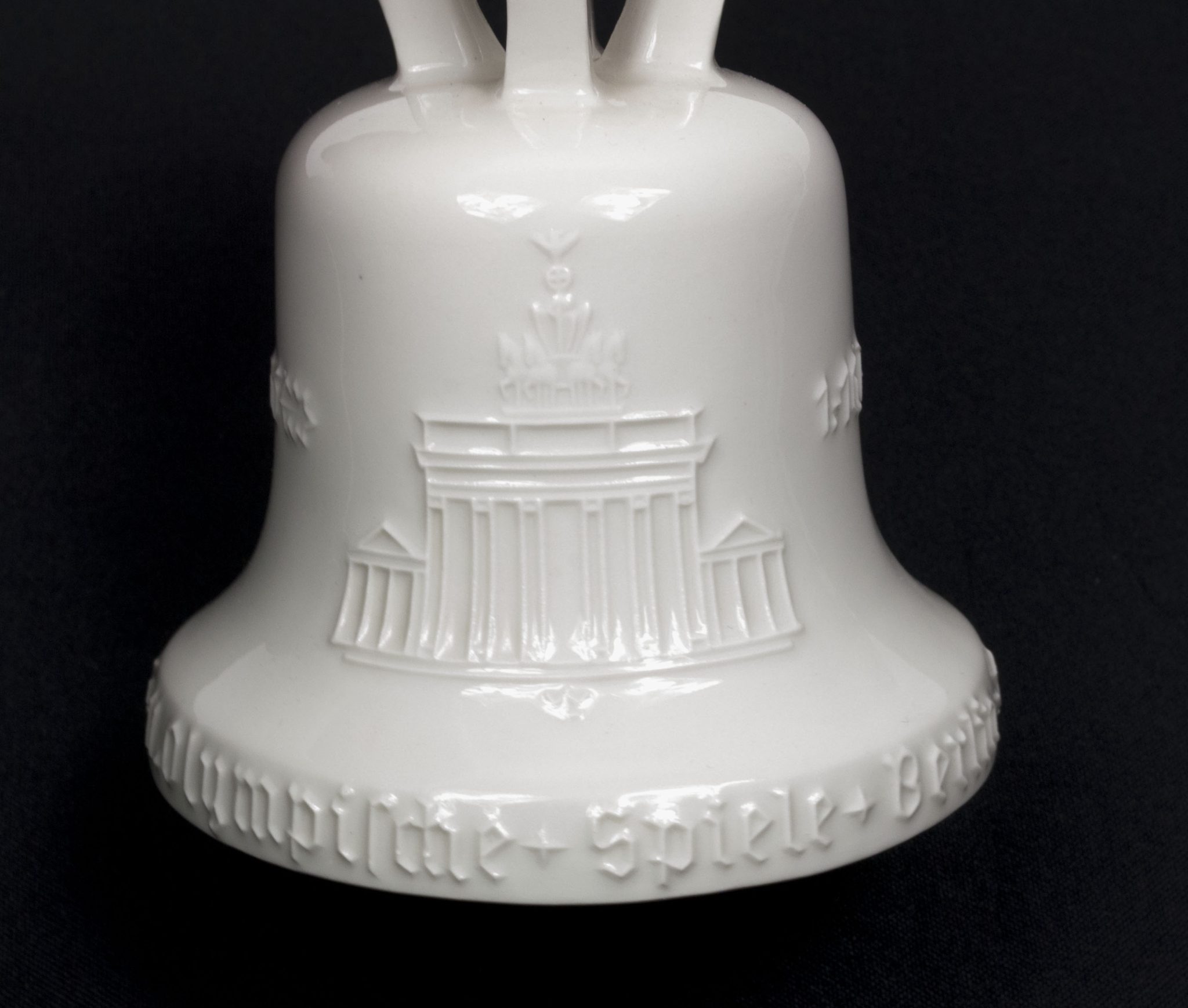 KPM Berlin Porcelain Olympic Games 1936 bell + wooden base