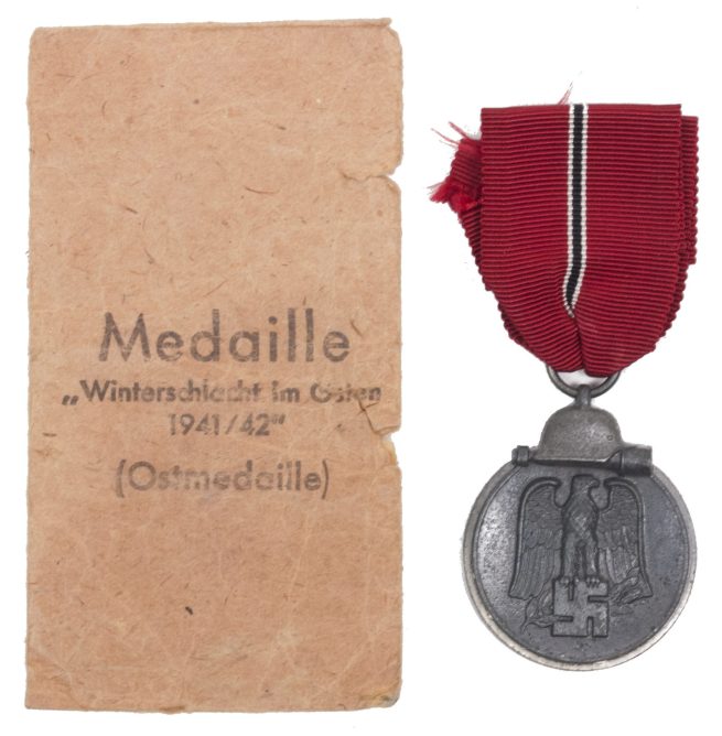 Ostmedaille Winterschlacht im Osten + enveloppe (MM Metallwarenfabrik Posen Hans Dieren)