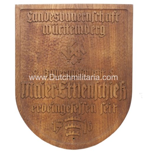 Reichsnährstand (RNS) wood wall plate Landesbauernschaft Württemberg - RARE