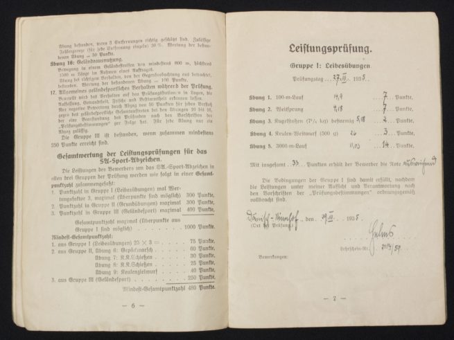 SA Sportabzeichen - Leistungsbuch with passphoto - April 1934