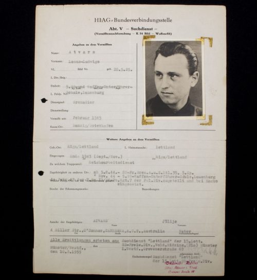 SS - Hiag Tracing Service File card for a SS-Grenadier