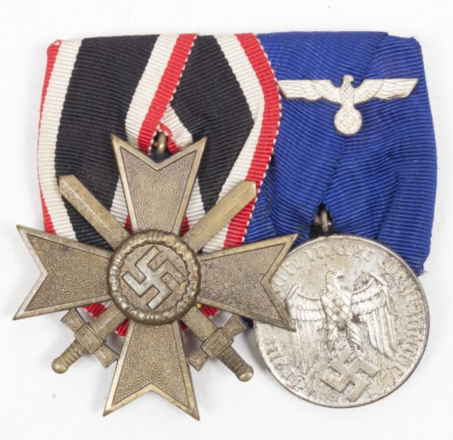 WWII German Heer medalbar with Kriegsverdienstkreuz + Dienstauszeichnung 4 Jahre